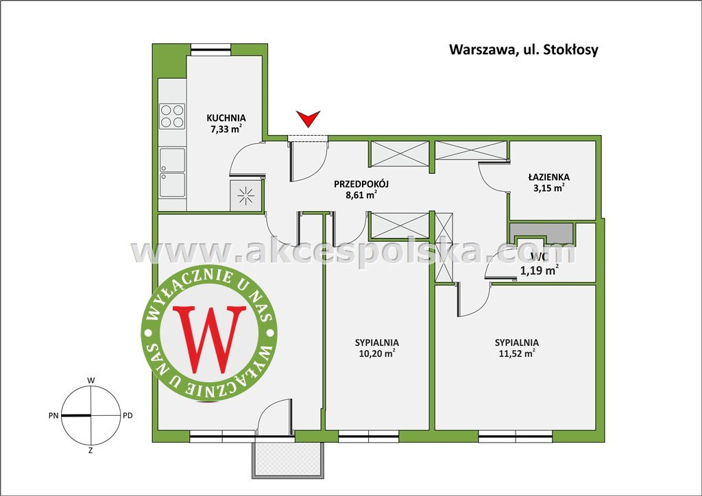 Pis de 2 habitacions, 62 m²