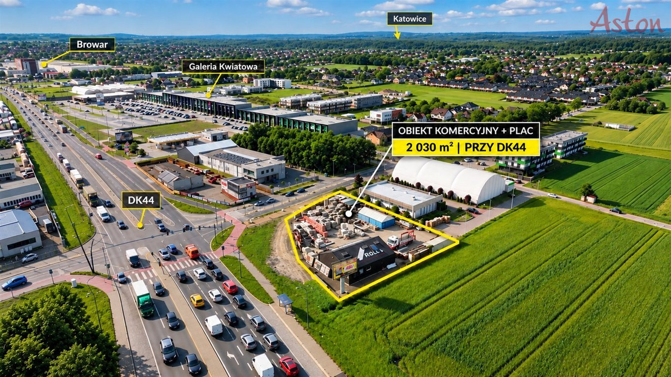 Obiekt komercyjny + plac 2030 m² | DK44 | TIR