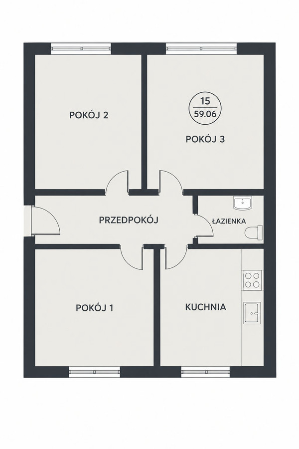 3 niezależne pokoje, widna kuchnia, niski blok