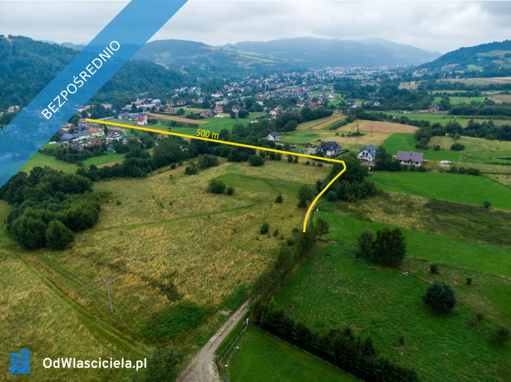 Sprzedam działkę budowlaną 1004 m² w górach, Gm. Kamienica, powiat limanowski,woj - Widok 2