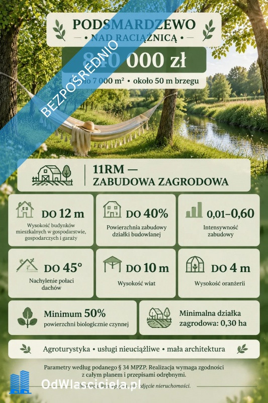 Działka siedliskowa z linią brzegową blisko Warszawy, 1h drogi S7, las, południ - Widok 2