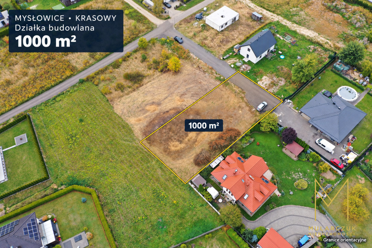 Działka budowlana 1000 m² Mysłowice-Krasowy Media - Widok 2