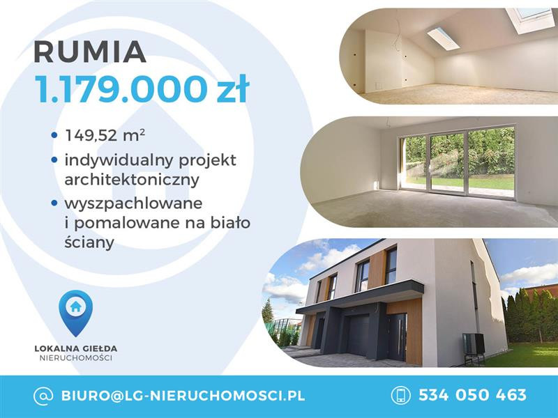 Nowoczesny bliźniak w Rumi, 149,52 m2, 6 pokoi