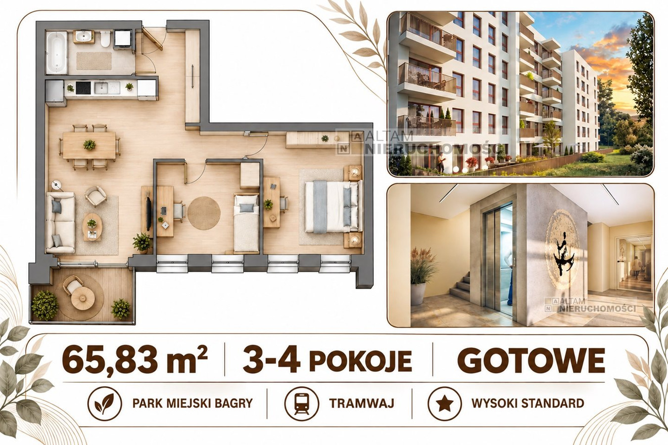 2-bed apartment, 66 m²