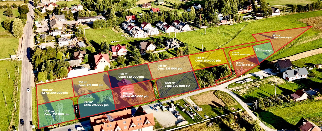 ŁOPUSZNA 12 DZIAŁEK BUDOWLANYCH NA SPRZEDAŻ - Widok 2