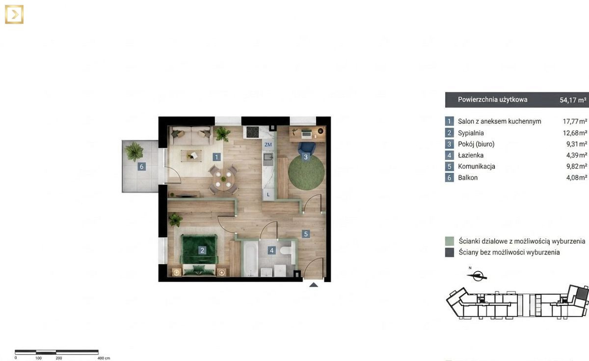 Mieszkanie 3pok. + Loggia 10 m², gotowe 06.28r - Widok 6