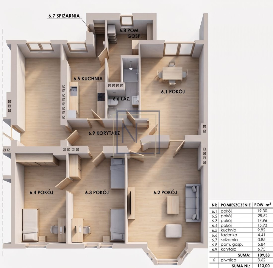 109 m²|opcja podziału na 2 mieszkania|5250 m2