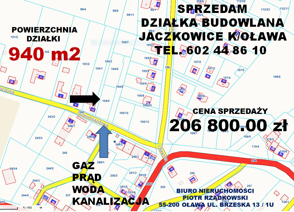 Działka budowlana Jaczkowice k/Oławy sprzedam - wszystkie media w drodze - Widok 3