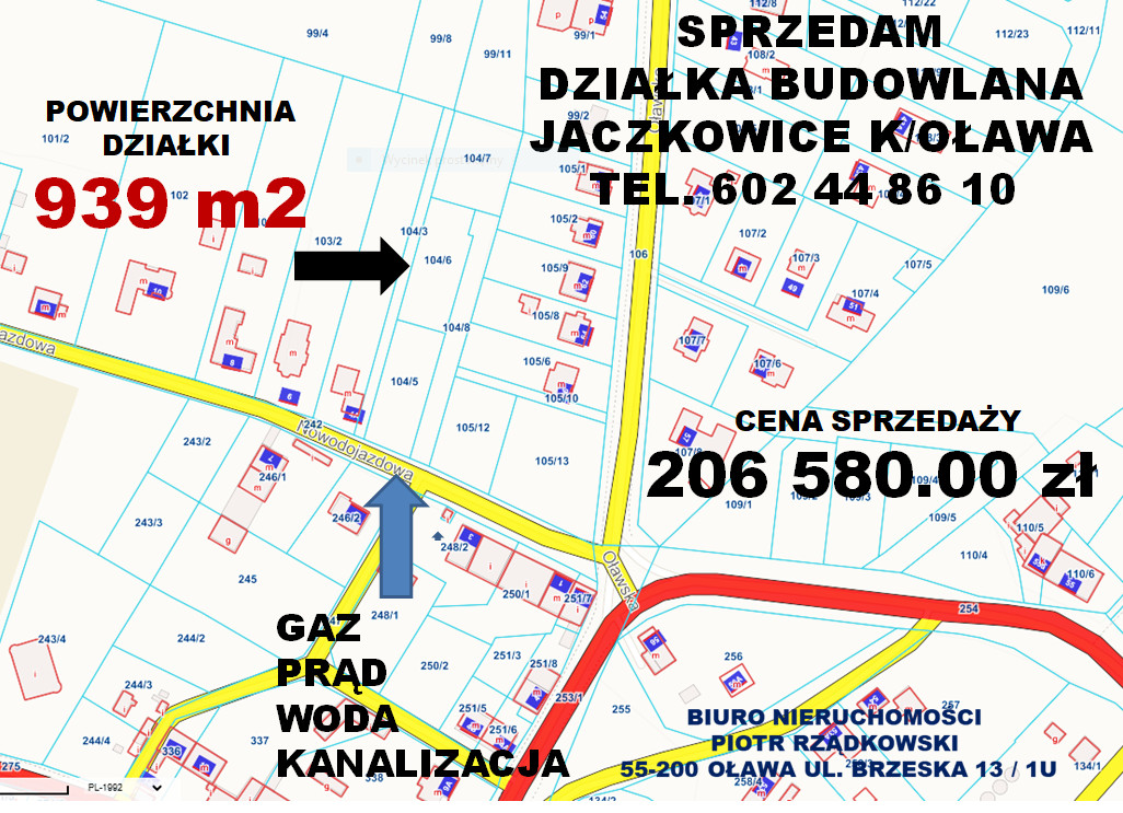 Działka budowlana Jaczkowice k/Oławy sprzedam - wszystkie media w drodze - Widok 4
