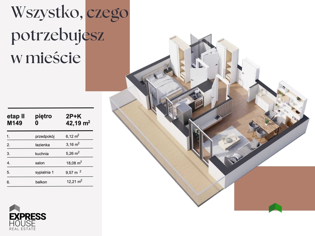 2-pokojowe mieszkanie z tarasem - Widok 3