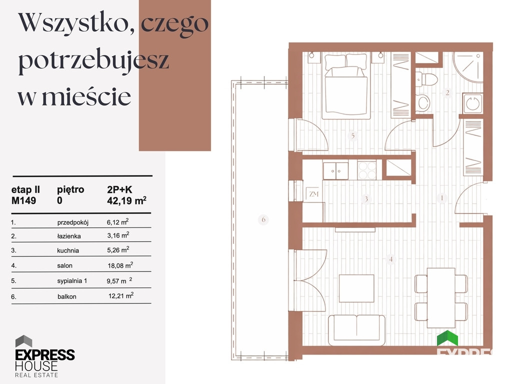 2-pokojowe mieszkanie z tarasem - Widok 2