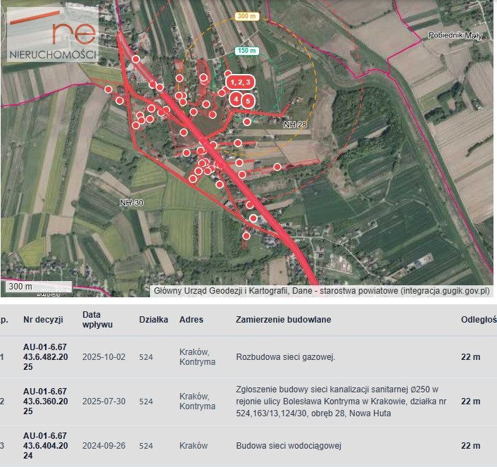 Kraków, Nowa Huta, ul. Kontryma - działki do sprzedaży, 349 000 zł - Widok 3