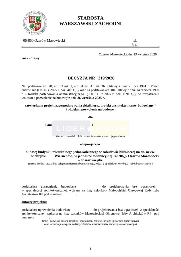Działka 691 m² z pozwoleniem na budowę domu Wieruchów - Więcej