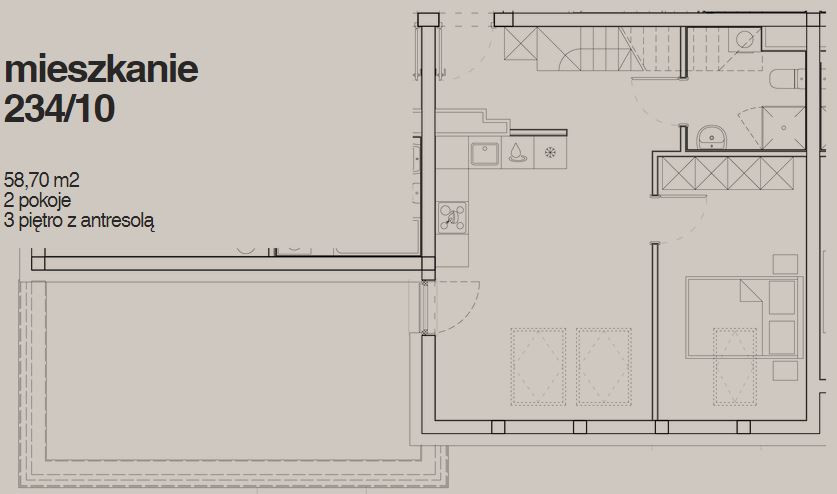 58,7 m² mieszkanie + 15 m² TARAS - Widok 5