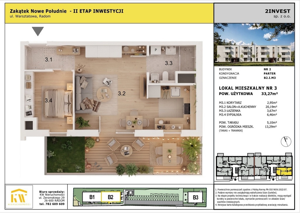 Zakątek Nowe Południe - 2pok, 33,27m², ogródek