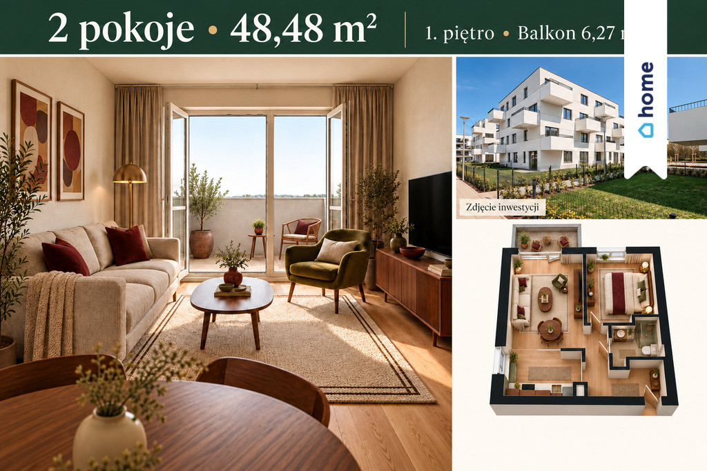 Mieszkanie z ogródkiem lub dużym balkonem, zielona