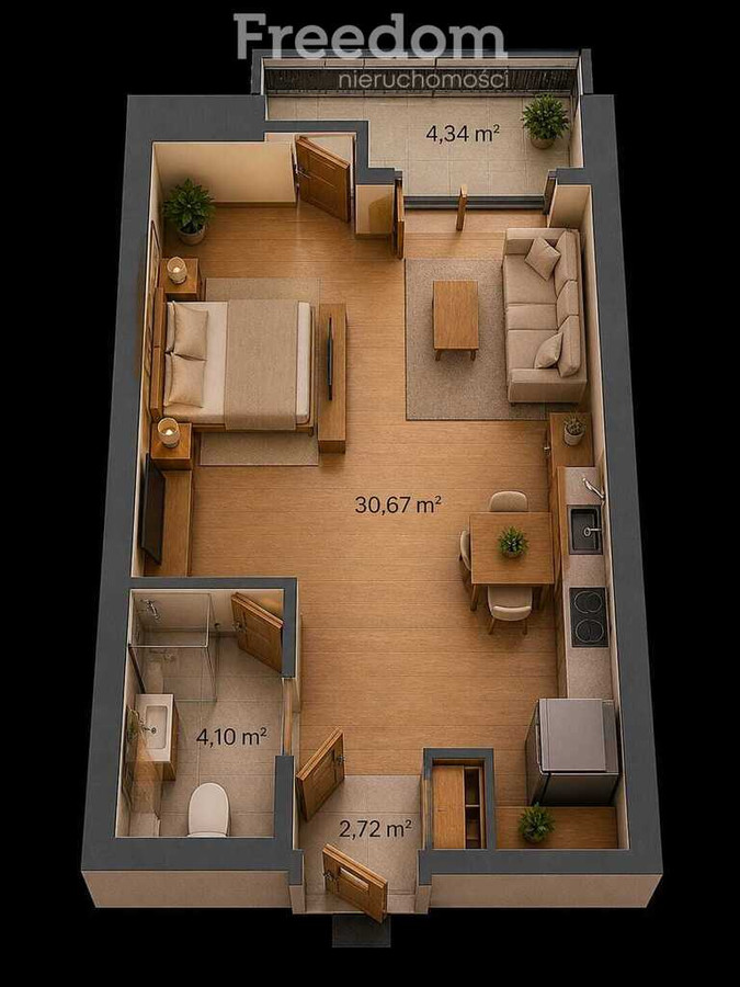 1-roms leilighet, 37 m²