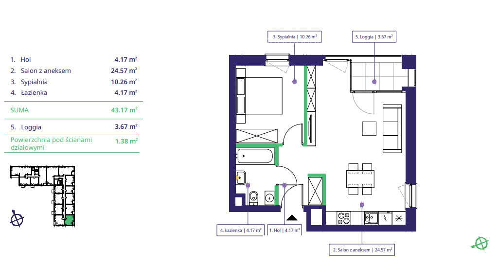 KLIMATYCZNE | M2 | PRZESTRONNE | JASNE | LOGGIA - Widok 2