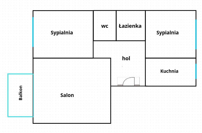 2-toaline korter, 60 m²