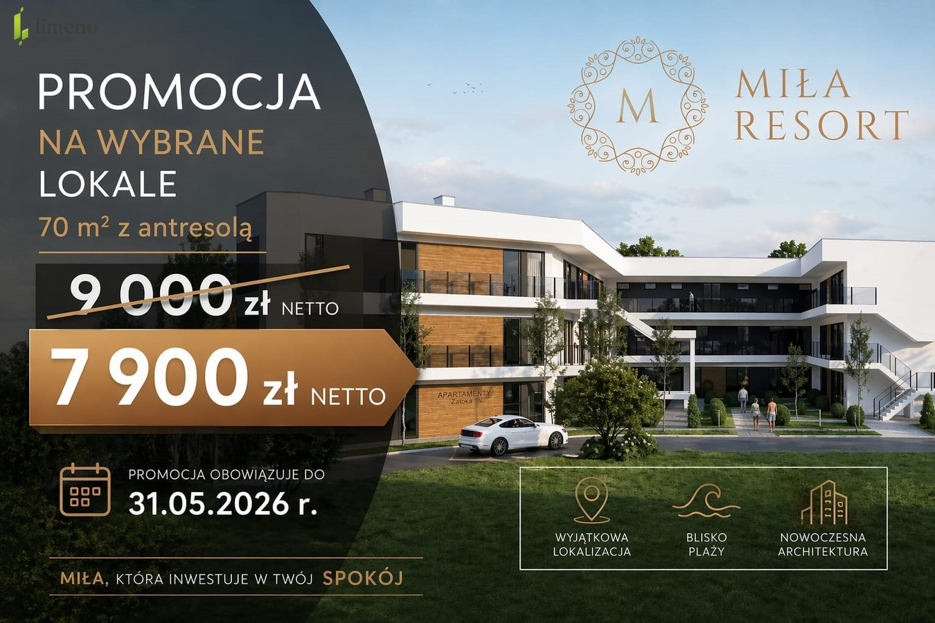 107 m2 + taras 112 m! Miła Resort