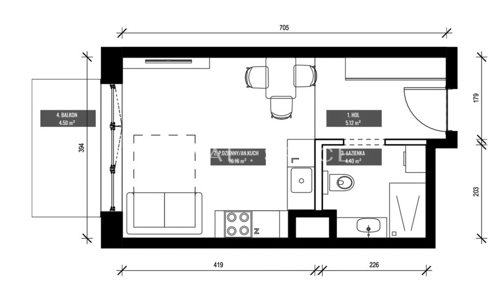 Studio w inwestycji BELG | Widok na zieleń - Widok 4