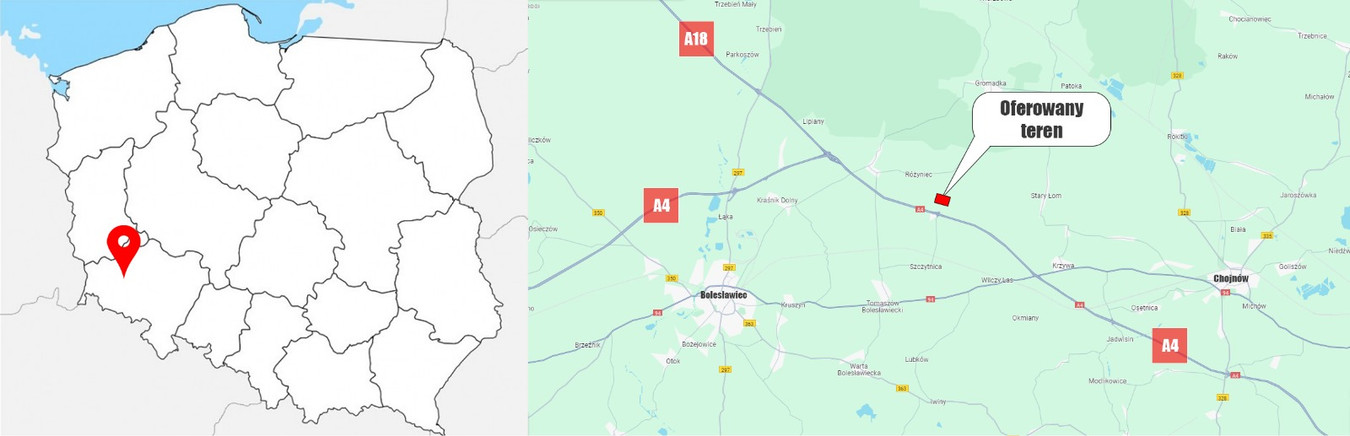 Działka przemysłowa 10 ha, przy skrzyżowaniu autostrad A4, A18, MPZP. media - View 2