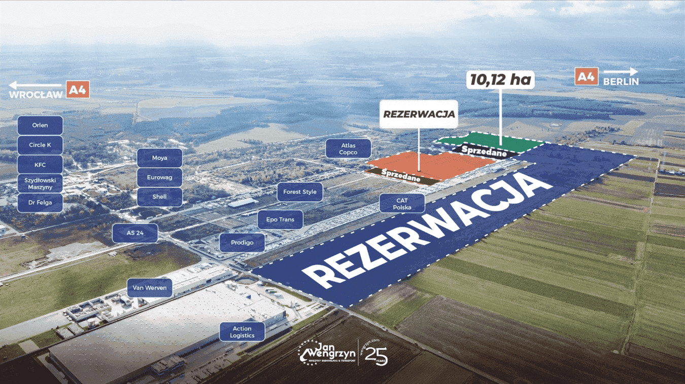 Działka 10 ha przy autostradzie A4, MPZP, media, DD, zjazd z autostrady - Więcej