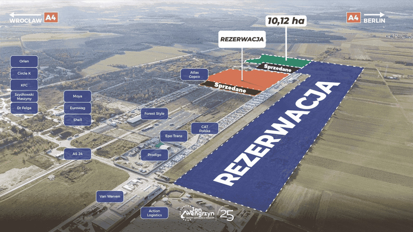 Działka 10 ha przy autostradzie A4, MPZP, media, DD, zjazd z autostrady - Widok 2