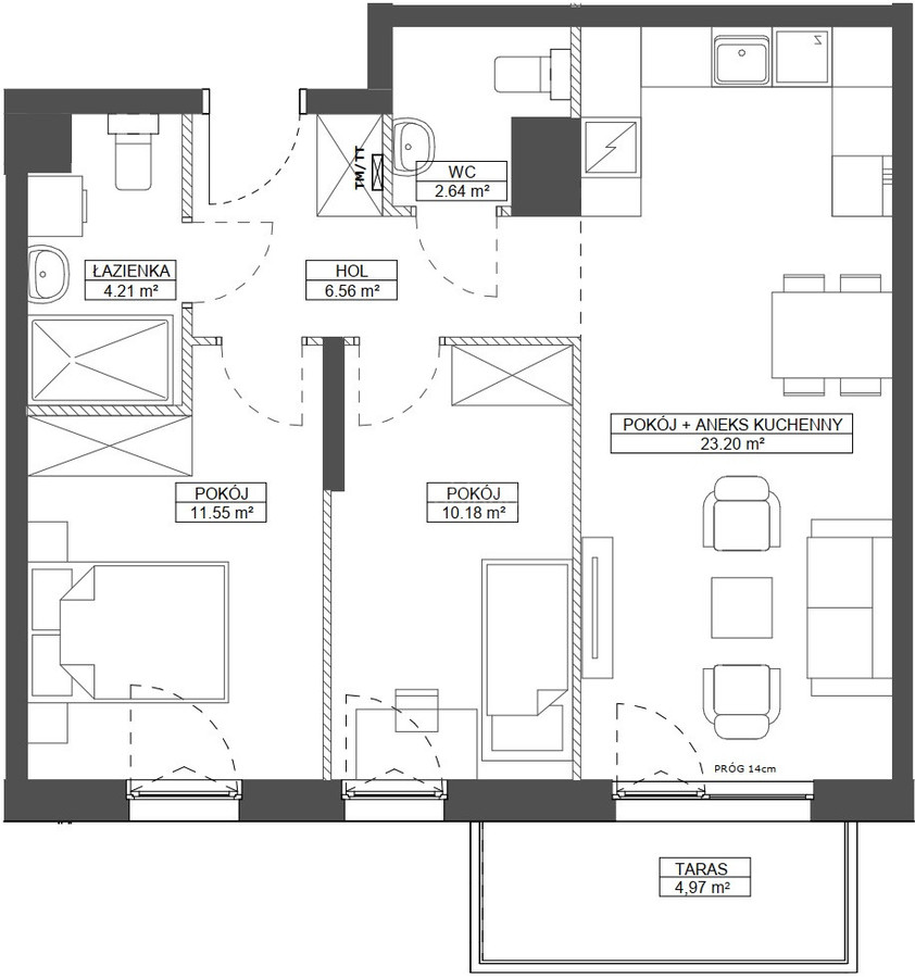 Duże 3 pokoje 59 m² zachód las Gdynia - Widok 2