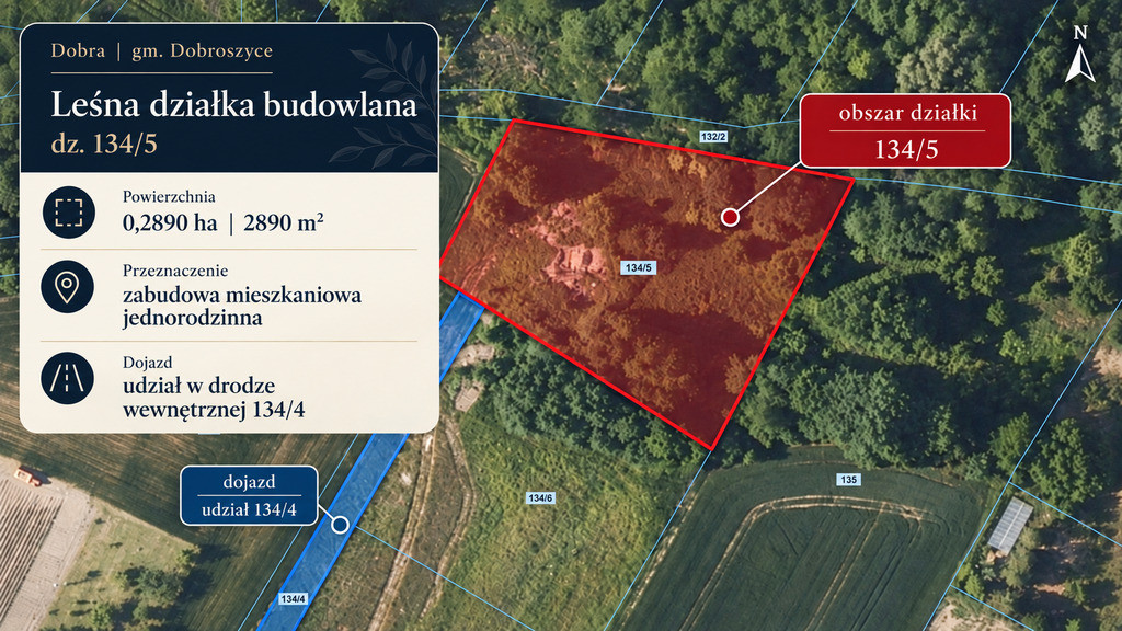 Dobra | 2890 m² | działka z WZ w otoczeniu zieleni - Widok 2