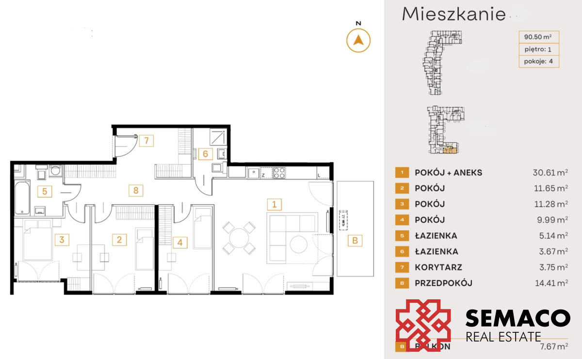 Mieszkanie – Kraków, Podgórze - Widok 3