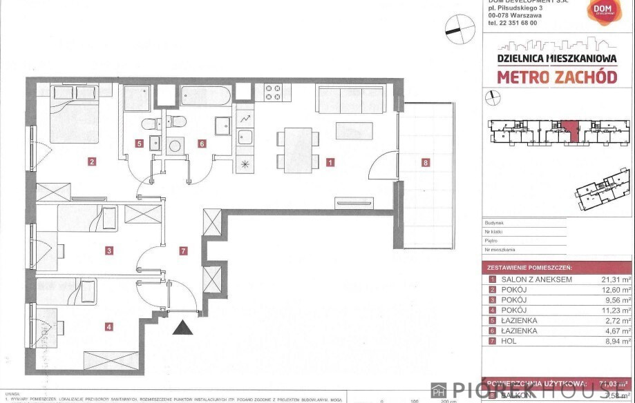 Apartament me 4 dhoma, 71 m²