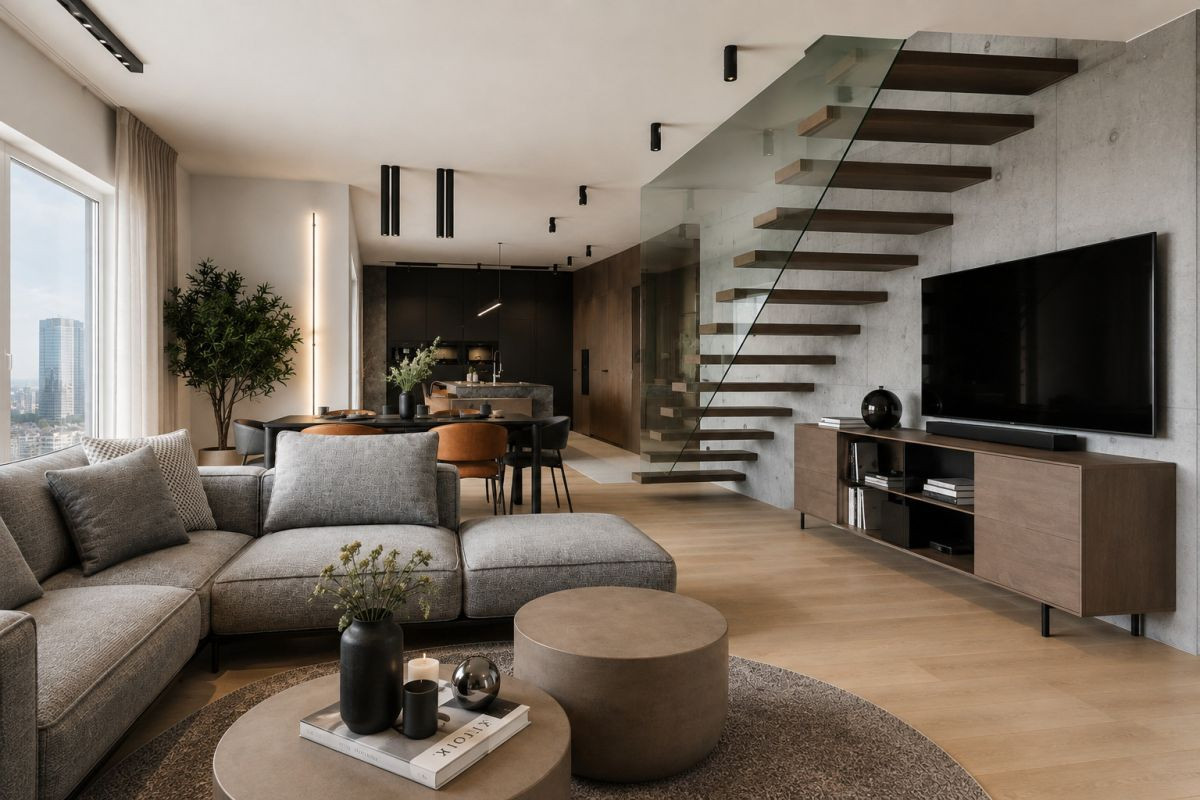 Penthouse w sercu Katowic|Dwa poziomy nad miastem