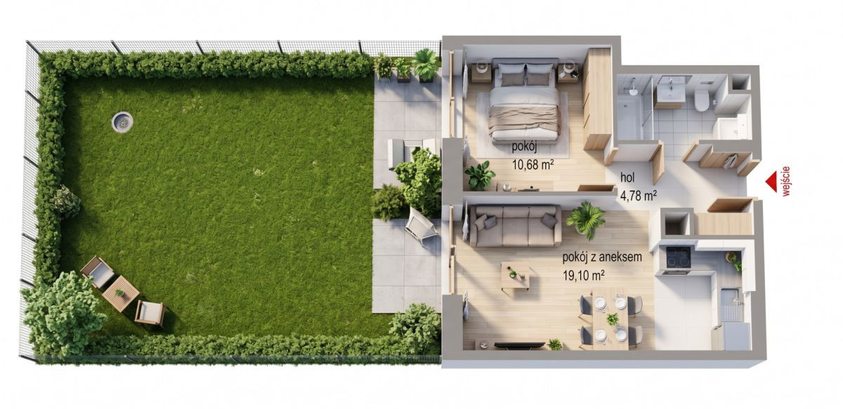 1-bed apartment, 39 m²