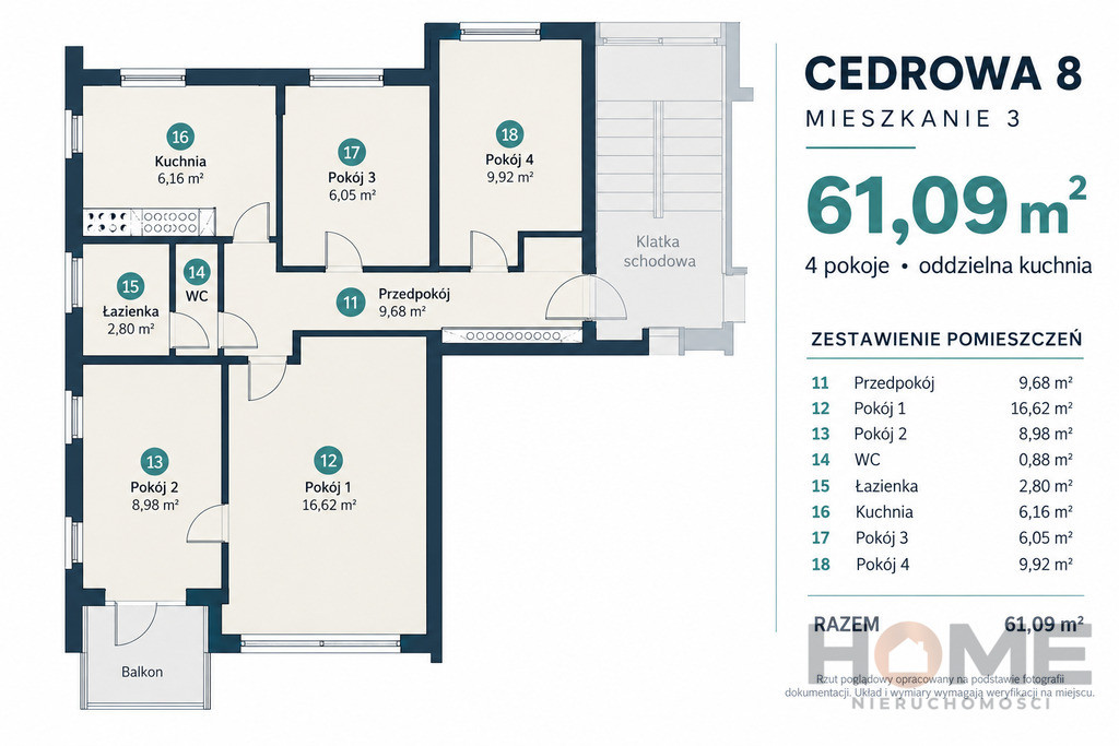 4 pokoje na Zielonym Dębcu | ul. Cedrowa 8 | Piwnica | Parking | 61 m2