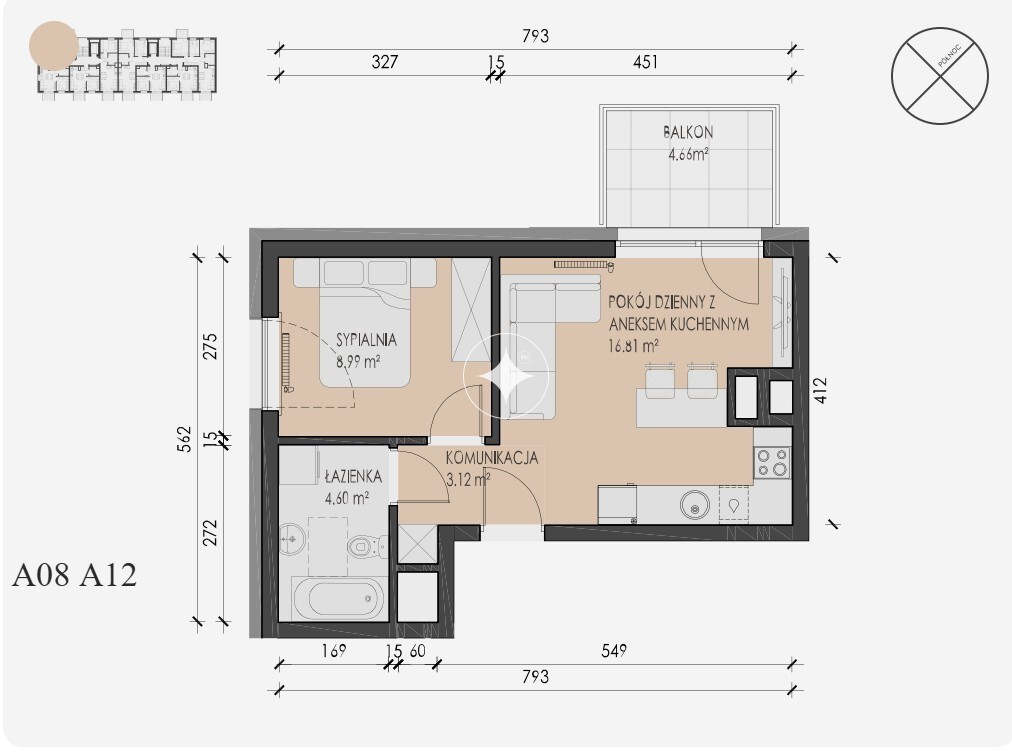 Nowe Aleje - apartament 33,55 m² - Widok 3