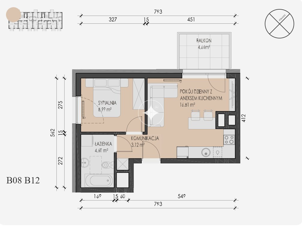 Nowe Aleje - apartament 33,55 m² - Widok 5