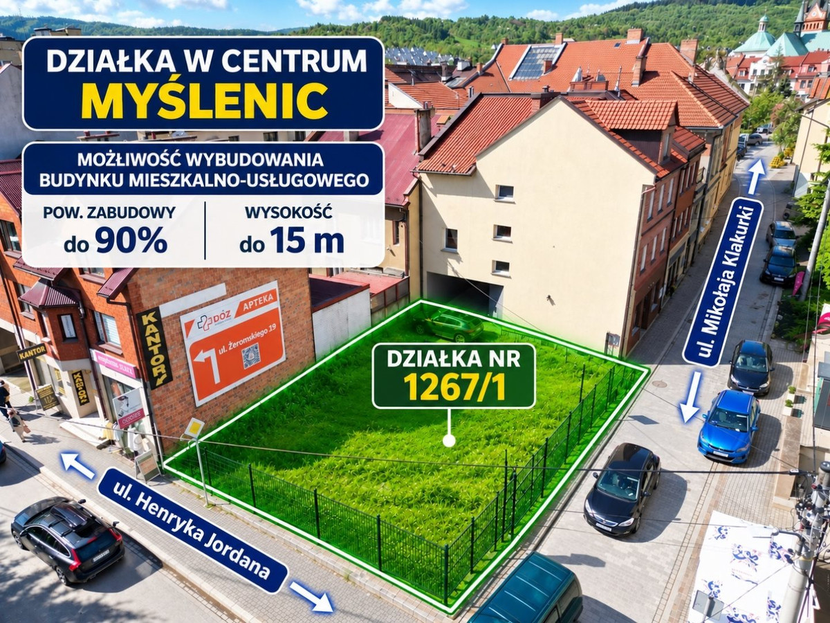Unikalna oferta działki w centrum Myślenic - Widok 2