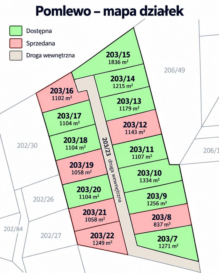 DZIAŁKA BUDOWLANA 1256 m² | POMLEWO | MPZP - Widok 4