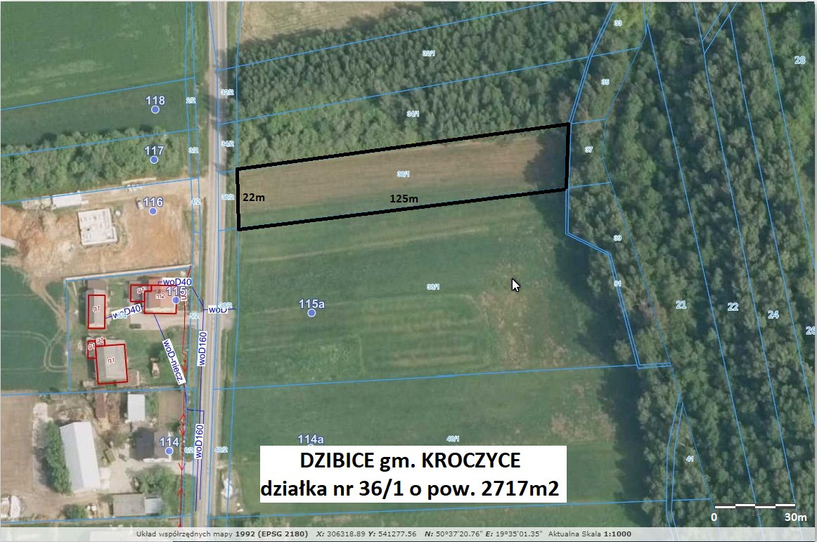 Jura tania działka rolno-budowlana (plan) 2717 m² tylko 62.500zł - Widok 2