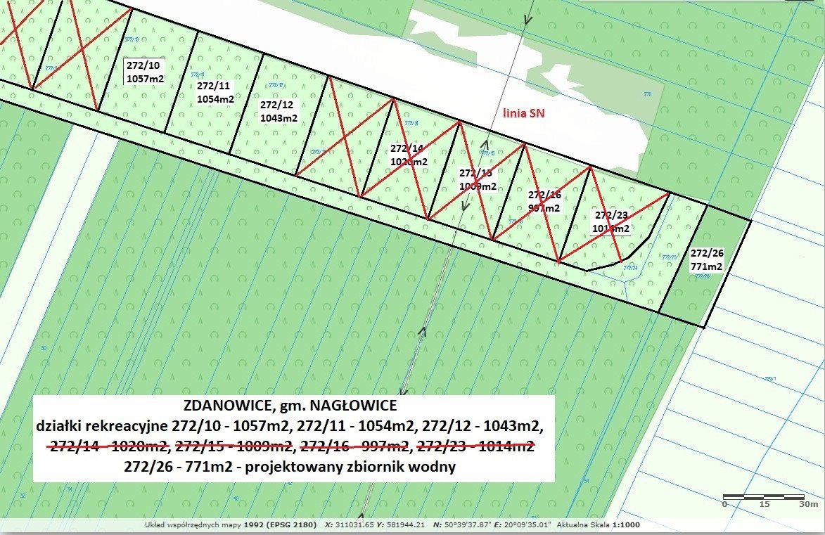 Tania działka rekreacyjna (plan) 1057 m² cena tylko 56.900 zł - Więcej