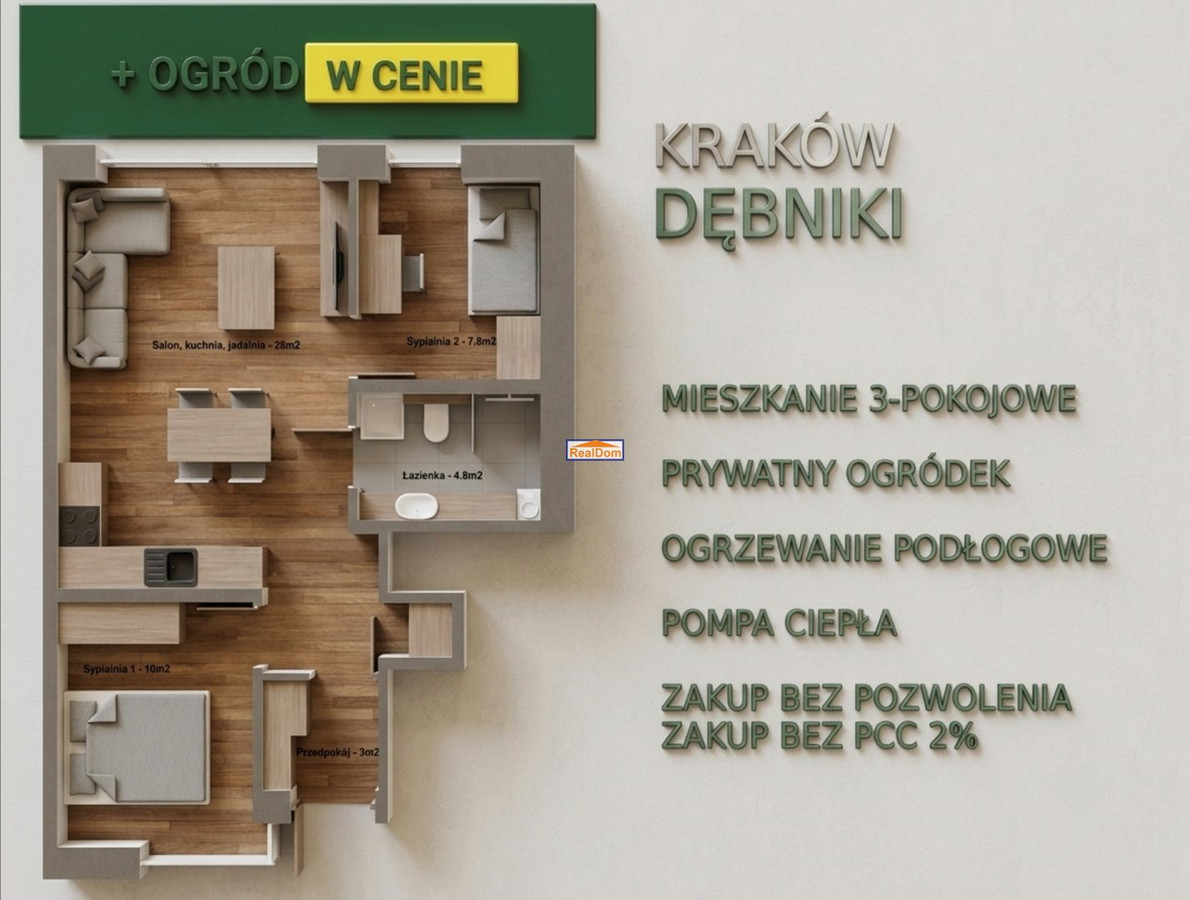 Mieszkanie – Kraków, Kobierzyn, Swoszowice - Widok 3