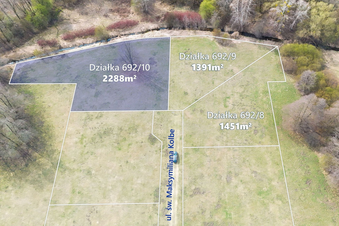 Działka nad rzeką pow. 2288 m² Budy Zosine, WZ - Widok 6