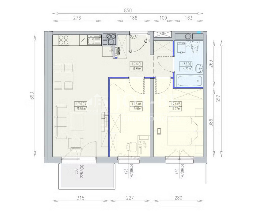 Apartment in Wrocław, Krzyki - Widok 3