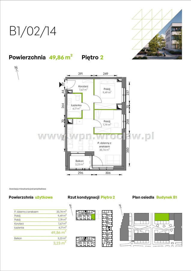 Nowe rozkładowe 3pok mieszkanie, balkon, Żerniki - Widok 2