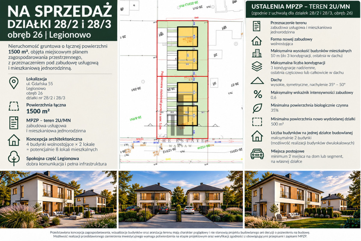 DZIAŁKA BUDOWLANA| MPZP | KONCEPCJA 4 BUDYNKÓW - Widok 3