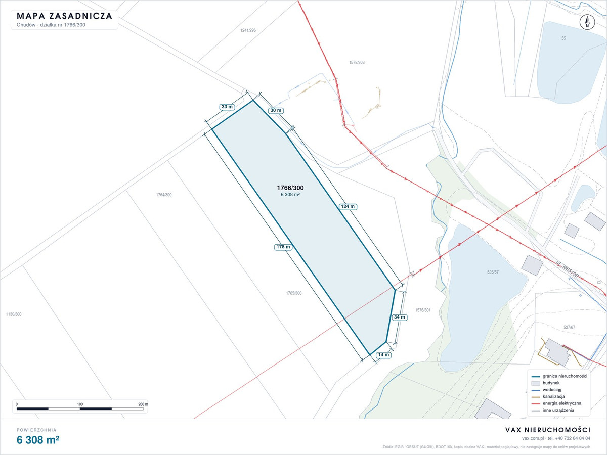 Chudów, działka rolna 6308 m², prostokąt z dojazde - Widok 2