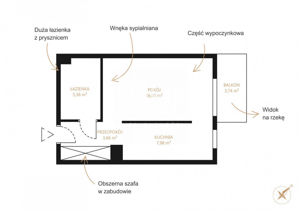 Chmielna - Studio 33 m² z widokiem na rzekę - Widok 3