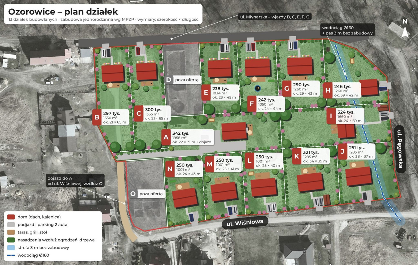 Działka budowlana 1034 m² pod lasem, MPZP – Ozorowice - Widok 3