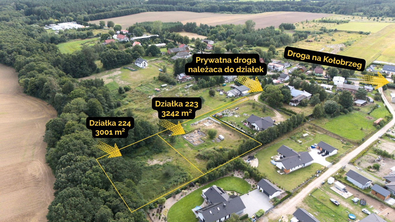 Działka siedliskowa z budową domu Obroty pod Kołobrzegiem- 3242 m² - Widok 4